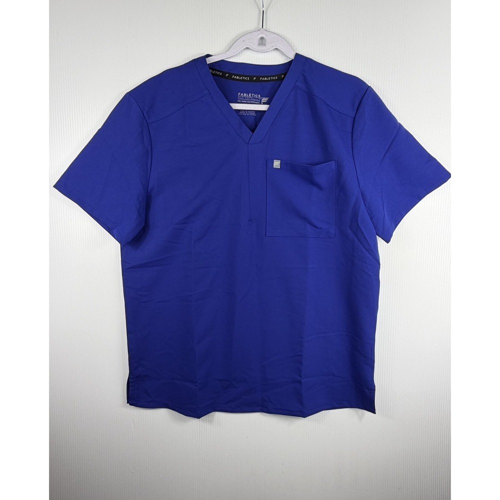 Fabletics Scrub Top Men's Med Royal Blue Stretch Performance Medical Uniform